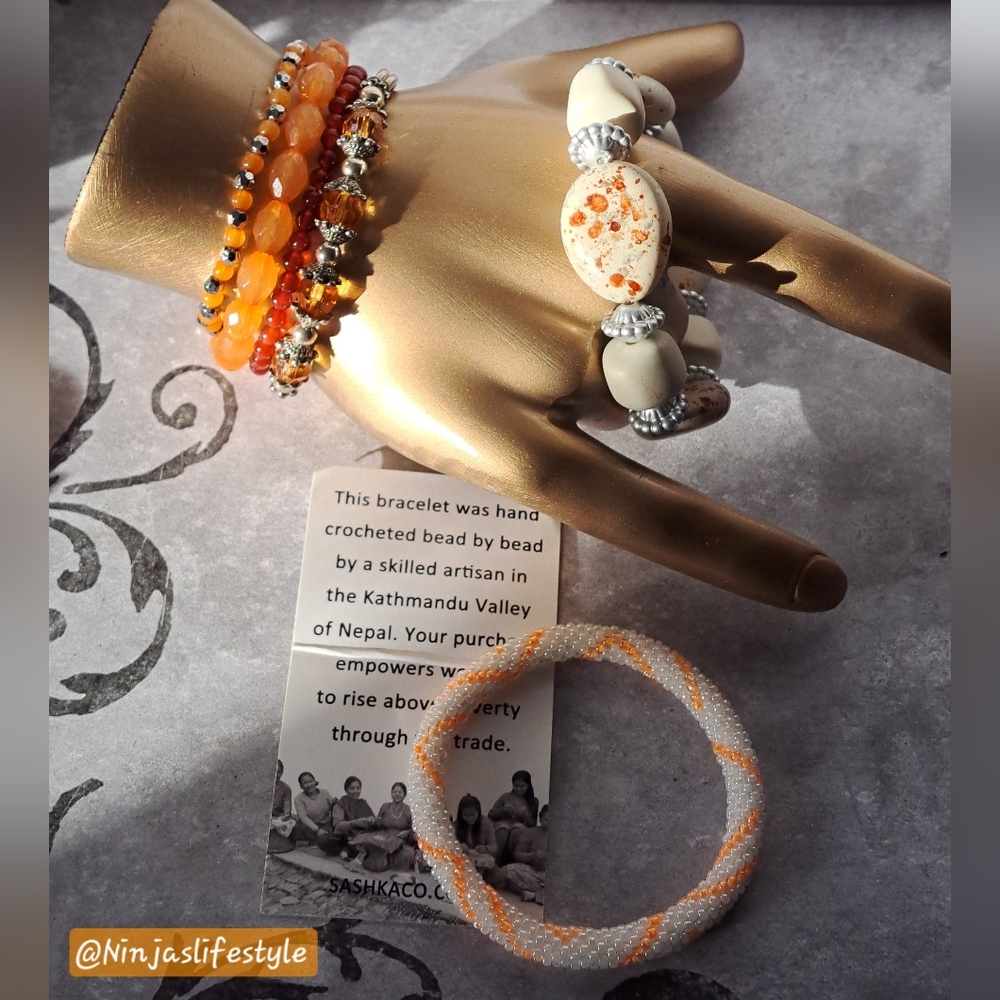 Vibrant Orange Bracelet/Bangle Bundle - image 8